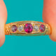 18ct Gold Late Victorian Ruby & Diamond Boat Ring