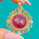 9ct Gold Natural 25.50ct Unheated Star Ruby & Diamond Pendant