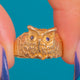 Vintage 14ct Gold Gold Owl Ring, Sapphire Eyes