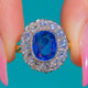 18ct Gold 2.20ct Natural Blue Sapphire Diamond Cluster Ring