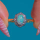 Antique 18ct Gold Opal Diamond Cluster Ring