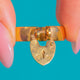 Chunky Antique 5.5mm 9ct Gold Heart Padlock Ring- 1909, heart padlock ring front