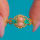 Victorian 15ct Gold Emerald Coral Ring, c.1860 — front on blue