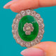 RARE Antique 9ct Gold Green Enamel Convertible Locket Pendant & Brooch, green Enamel and Paste flower front