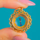 Antique 9ct Gold Working Compass Pendant, front of compass with chain-link border