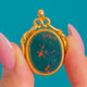 FINE Antique 18ct Gold Carnelian Bloodstone Spinner Fob, Bloodstone face and twisted Gold supports