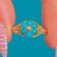 Georgian 18ct Gold Turquoise & Diamond Forget-Me-Not Ring, Antique Ring Box