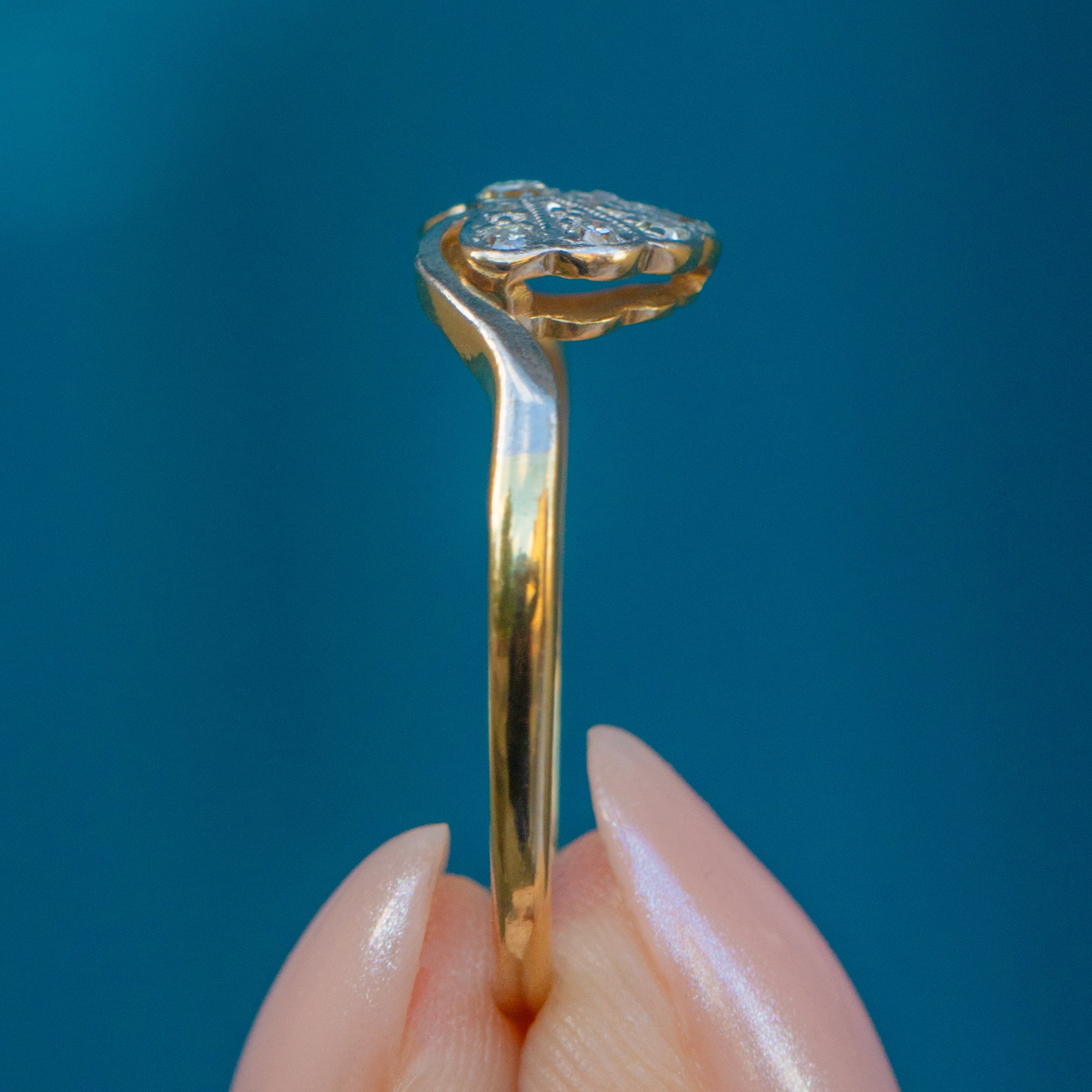 Fan Made Rings Art Deco 18ct Gold & Platinum Diamond Fan Ring