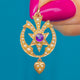 Antique 9ct Gold Amethyst Pearl Pendant with Heart Drop