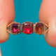 Georgian 9ct Gold Table Cut Garnet Trilogy Ring