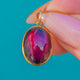 Glossy 9ct Gold Garnet Cabochon Charm