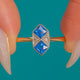 Art Deco 18ct Gold & Platinum French Cut Sapphire Diamond Lozenge Ring