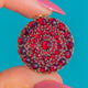 Round Victorian Rose-cut Garnet Pendant, Garnet front view