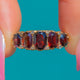 Carved Gallery 9ct Gold Garnet Five Stone Ring, Diamond Spacers