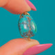 Antique 9ct Gold Turquoise Matrix Charm, front detail of the Turquoise matrix and Gold adornments