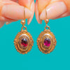 Victorian 9ct Gold Garnet Earrings Etruscan Revival c.1860