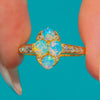 18ct Gold Four Stone Opal & Diamond Shoulder Ring c.1900