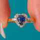Vintage 18ct Gold Sapphire Diamond Heart Cluster Ring