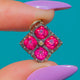 Antique Hot Pink Paste Flower Charm, Silver & 9ct Gold