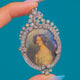Edwardian Rococo Revival Silver Paste Portrait Shaker Locket