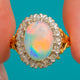 Fiery 18ct Gold Opal Diamond Cluster Ring, 2.25ct Natural Opal