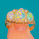 Antique 18ct Gold Opal Diamond Boat Ring, 1.87ct Natural Solid Opal
