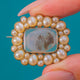 RARE 12ct Gold Georgian Dendritic Agate & Natural Pearl Locket-Back Brooch, Engraved 1820