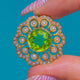 15ct Gold Art Nouveau Peridot & Pearl Flower Pendant, c.1915