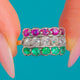 Antique 15ct Gold Emerald, Diamond & Ruby 3-Row Ring, front view of Ruby, Diamond and Emerald rows