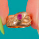 Antique 9ct Gold Ruby Snake Ring c.1919