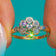 Antique 18ct Gold & Platinum Diamond Daisy Flower Cluster Ring