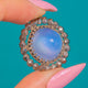 Georgian Cut Steel Blue Chalcedony Flower Pendant