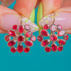 Georgian 18ct Gold Flat-Cut Garnet Flower Cluster Earrings, c.1820