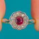 Antique 1.10ct Pigeon's Blood Ruby Diamond Cluster Ring - 18ct Gold & Platinum