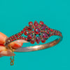 Impressive Victorian Rose-Cut Garnet Flower Bangle