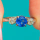Superb Antique 18ct White Gold Sapphire Diamond Trilogy Ring, Vivid 0.70ct Sapphire