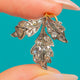 Antique Silver Rose-Cut Diamond Three Pronged Leaf Charm, 1.05ct