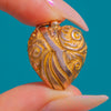Antique 9ct Gold Repoussé Puffy Heart Pendant