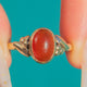 Antique 9ct Gold Carnelian Cabochon Oval Solitaire Ring